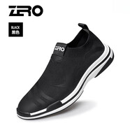 ZRO【新品】男鞋運動休閑鞋男士潮流夏季網(wǎng)面透氣飛織鞋時尚百搭潮鞋 Y01038黑色 41