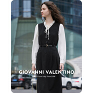 卓凡尼·華倫天奴（GIOVANNI VALENTINO）高檔中長(zhǎng)款連衣裙套裝女士春季氣質(zhì)法式設(shè)計(jì)感襯衫馬甲背心裙 黑色 S