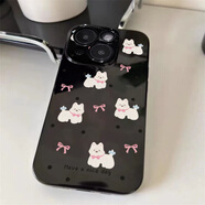 葉余波點小狗手機殼iPhone11/12/13/14/15pro/6/7/8plus黑色4/5S/XR套 光面高級黑-波點呆萌小狗 蘋果4/4s