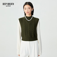 深呼吸DEEP BREATH女裝純羊毛馬甲背心針織衫女A301153 墨綠 L (4碼)
