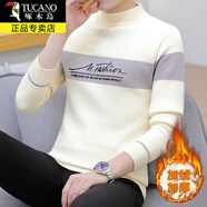 啄木鳥(niǎo)（TUCANO）毛衣男加絨冬季款針織衫男士半高領(lǐng)線(xiàn)衣羊青年毛衫休閑打底衫男裝 8038米白色 XL