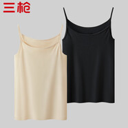 三槍2件吊帶背心女士純棉螺紋可外穿全棉薄款修身夏季無(wú)袖上衣 吊帶-組合5(膚色+黑色) XL (170/95)