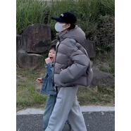 小紅書(shū)同款云朵泡芙短款羽絨服女冬季2025新款連帽白鴨絨加厚面包 灰色 S