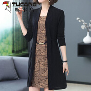 啄木鳥(niǎo)（TUCANO）四五十歲媽m媽連衣裙春秋新款洋氣中年老年女長(cháng)袖修身假兩件高貴 金色 3XL 建議【120-135斤】