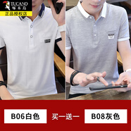 啄木鳥短袖t恤男士純棉Polo夏季T恤翻領(lǐng)中青年男裝半袖衫衣服打底衫 20917/1817白色+20745/B08灰色 M
