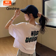 婍妡短袖t恤女衣服女韓版學(xué)生ins短袖T恤女學(xué)生夏季新款韓版bf風(fēng)短款半袖中袖體恤上衣服潮 主圖款 M 60-85斤