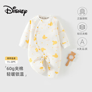 迪士尼嬰兒衣服60g新生幼兒連體衣夾棉滿(mǎn)月寶寶爬爬服百天睡衣春秋冬季