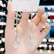 QPQK純銀耳環(huán)2025新款爆款貓眼石長(cháng)款流蘇耳墜高級感小眾設計款耳飾女 貓眼石長(cháng)款流蘇金耳環(huán) 925銀針