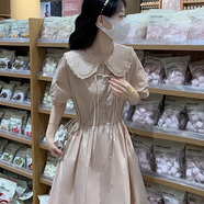 景怡依少女初中學(xué)生學(xué)院風(fēng)長(cháng)裙2025夏季新款甜美國風(fēng)溫柔風(fēng)夏天連衣裙子 粉紅色 S