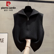 皮爾卡丹（pierre cardin）高領(lǐng)拉鏈針織開(kāi)衫馬甲背心女2025春秋新款寬松外穿馬夾毛衣坎肩潮 2024黑色2025 M
