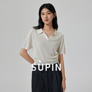 速品SUPIN女裝翻領(lǐng)短袖純色短袖衫 N03米白 S
