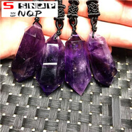 SNQP紫水晶雙尖柱六棱柱吊墜紫晶原石打磨毛衣鏈項(xiàng)鏈男女款飾品 紫水 紫水晶1個(gè)