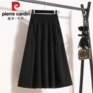 皮爾卡丹（pierre cardin）松緊高腰不規(guī)則半身裙女2025新款春夏傘裙顯瘦遮跨百搭休閑大擺裙 2024黑色2025 4XL (建議170-200斤)