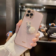 桐汝壁新款蘋(píng)果17promax適用iphone蘋(píng)果15十六16promax手機殼14plus13簡(jiǎn)約電鍍水鉆兔子氣質(zhì)11全17air套 粉色白花水鉆兔 蘋(píng)果17