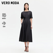 VEROMODA連衣裙2025春季新款壓褶含萊賽爾法式復古長裙優(yōu)雅浪漫 森林灰色 S