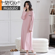 莫代爾純棉睡裙女款超長(cháng)款到腳踝春秋款長(cháng)袍全棉加長(cháng)長(cháng)裙秋冬季長(cháng)袖睡衣 豆沙粉HYQR8006 XL 170
