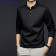 羅蒙抗皺 長(cháng)袖T恤男士上衣半翻領(lǐng)體恤衫春秋季打底衫衛衣休閑內搭男裝