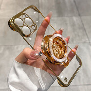 睿思派2025新年款適用蘋(píng)果16promax手機殼透明硬外殼iPhone15無(wú)邊框中國紅色14半包保護套帶磁吸支架 透明電鍍PC硬殼無(wú)邊框【香檳金】+“發(fā)”旋轉磁吸支 iPhone 6