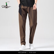 薩拉維夫品牌垂感抗皺休閑褲男2025春秋新款毛呢褲寬松小腳長(cháng)褲 咖啡色 XL  (推薦135-150斤)