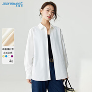 真維斯（JEANSWEST）襯衫女秋季潮流穿搭純色百搭四面彈防曬襯衣女士上衣白色L