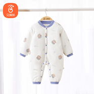 貝瑞加（Babyprints）寶寶連體衣夾棉保暖冬季童裝厚款棉襖外出連身哈衣柔軟 藍(lán)熊90