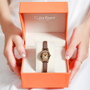 CULISR KESNR高顏值復古女士手表十大品牌小CK輕奢小眾高級感新年禮物送女朋友 景甜同款小棕表【愛(ài)馬仕橙禮盒】