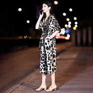 羞致豹紋印花寬松真絲連衣裙女2026夏季新款時(shí)尚百搭高級感桑蠶絲長(cháng)裙 圖片色 XL （90-120斤以?xún)龋?
                                         title=