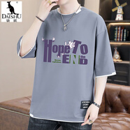 袋鼠（DAISHU）潮流短袖t恤男夏季新款青少年半袖體恤學(xué)生帥氣夏裝百搭上衣男裝 11020-D1731深灰色 M 105斤以下