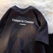 NY純i棉短袖t恤男2025夏季新款潮牌潮流大碼美式半袖黑色青少年體恤 黑色【胸前UN字母】 S 100斤內