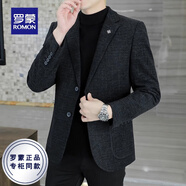 羅蒙（ROMON）男士小西裝外套男秋冬加厚休閑商務(wù)正裝中青年爸爸毛呢西服男單西 灰色 常規 XL 180 （適合130-150斤左右）