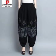 皮爾卡丹（pierre cardin）民族風(fēng)燈籠褲女夏季新款休閑褲子大碼寬松顯瘦闊腿蘿卜哈倫褲 黑色 M