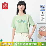名創(chuàng)優(yōu)品（MINISO）短袖女100%純棉2025夏季新款上衣服設(shè)計(jì)感百搭寬松顯瘦女士t恤 【顯瘦正肩】果綠色(夏季限定) M 165(體重100-115斤左右)
