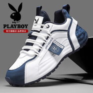 花花公子品牌男鞋2025新款包底老爹鞋子男春秋季運動(dòng)內增高休閑潮正品男鞋 白深藍 【正品保障】 39