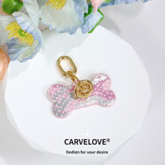 CARVELOVE項(xiàng)圈女刻字定制皮革choker頸帶鈴鐺骨頭掛件朋克風(fēng)原宿亞文化項(xiàng)鏈 糖果粉蛇紋骨頭掛件
