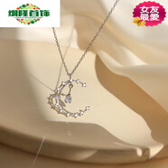 QSZB夢(mèng)落星月閨蜜鎖骨鏈女超仙百搭森系氣質(zhì)網(wǎng)紅韓版新款小眾禮物項(xiàng)鏈 銀色-水滴星月簡(jiǎn)裝
