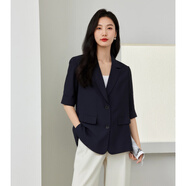 梵希蔓ol通勤女裝小個(gè)子西裝外套女春秋質(zhì)感高級透感薄款職場(chǎng)西服 V8019 藏青色 XL