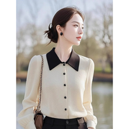 燕潯針織衫女2025春季新款女裝簡(jiǎn)約氣質(zhì)拼色針織開衫女時(shí)尚百搭上衣女 圖片色 均碼 建議85-135斤