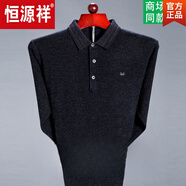 恒源祥長(cháng)袖T恤男中年薄款純棉翻領(lǐng)真口袋純色打底羊毛衫上衣 HYX8825S--深灰 M (165) 【建議95--120斤】