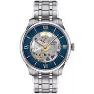 天梭（TISSOT）Men's Swiss Automatic Ice Blue Skeleton Watch39mmStainlessSt No Color
