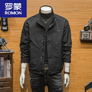 羅蒙（ROMON）2025春秋季修身立領(lǐng)夾克男士潮牌工裝上衣青年潮流休閑修身外套潮 黑色 M 90-110斤