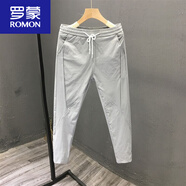 羅蒙（ROMON）九分褲男韓版修身白色休閑褲夏季薄款束腳褲子男士個(gè)性小腳褲 淺灰色 30