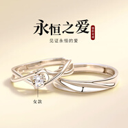 獵瑞999純銀愛(ài)之永恒情侶對(duì)戒女設(shè)計(jì)感可開(kāi)口調(diào)節(jié)食指戒情人節(jié)送女友 愛(ài)之永恒女款【999足銀】 開(kāi)口可調(diào)節(jié)