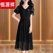 恒源祥輕奢高端連衣裙女夏2025紗料品牌高端洋氣黑色氣質(zhì)輕奢感 黑色-氣質(zhì)名媛女神范輕奢高端感/ XL 【建議116-125斤】
