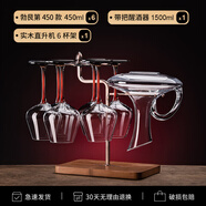 DELISOGA 紅酒杯套裝家用6只醒酒器歐式大號玻璃水晶杯葡萄酒高腳杯酒店 【升級】6只450ml+杯架+醒酒器