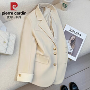 皮爾卡丹（pierre cardin）2025春裝新款設(shè)計(jì)感薄荷綠西裝外套女韓系洋氣休閑小西服 2024米白色2025 常規(guī) S 建議100斤以下 清-倉(cāng)