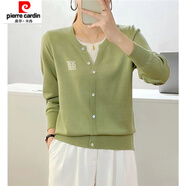 皮爾卡丹（pierre cardin）假兩件開(kāi)衫薄款毛衣女春季新款女裝洋氣寬松長(cháng)袖針織衫上衣 P275#淺綠色 XXS
