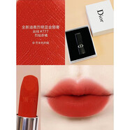 迪奧（Dior）烈艷藍金唇膏口紅保濕絲絨啞光772干枯玫瑰 生日禮物 新款777#烈焰赤橘絲絨禮盒禮袋
