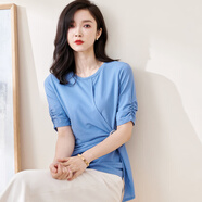 米思陽(yáng)（missshine）2024秋季新款時(shí)尚設(shè)計(jì)感修身顯瘦T恤2010 天藍(lán)色 S