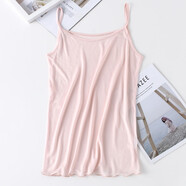 菲奢蘭桑蠶絲吊帶背心女士雙面針織真絲背心純色百搭打底背心打底吊帶衫 粉紅色 均碼 170(XL)