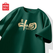 名創(chuàng  )優(yōu)品（MINISO）新年紅色短袖男款2025國潮本命年衣服開(kāi)春寬松純棉t恤 森林綠 S